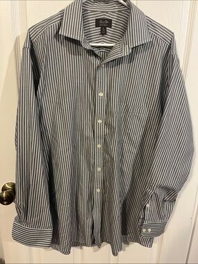 Tasso Elba Gray and White Pinstripe Dress Shirt